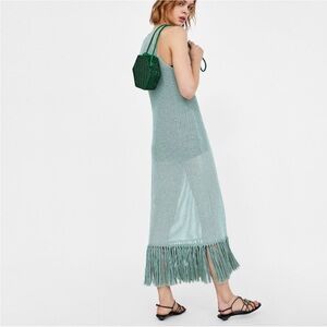 Zara Green Fringe Maxi Dress